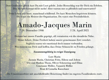 Traueranzeige von Amado Jacques Marin von Mannheimer Morgen