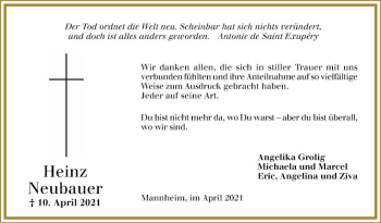 Traueranzeige von Heinz Neubauer von Mannheimer Morgen