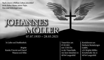 Traueranzeige von Johannes Möller von Mannheimer Morgen