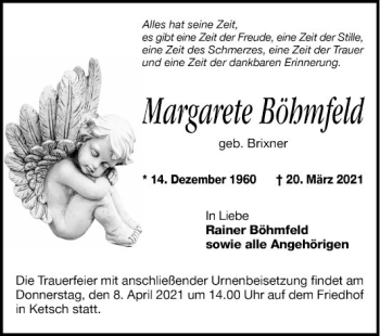 Traueranzeige von Margarete Böbinfeld von Schwetzinger Zeitung
