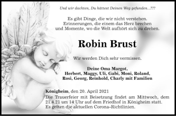 Traueranzeige von Robin Brust von Fränkische Nachrichten