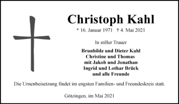 Traueranzeige von Christoph Kahl von Fränkische Nachrichten