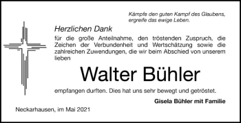 Traueranzeige von Walter Bühler von Mannheimer Morgen