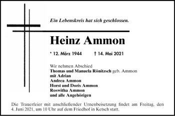 Traueranzeige von Heinz Ammon von Mannheimer Morgen