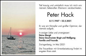 Traueranzeige von Peter Hack von Bergsträßer Anzeiger