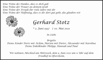Traueranzeige von Gerhard Stotz von Schwetzinger Zeitung