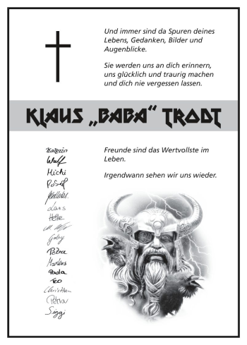 Traueranzeige von Klaus Trodt von Bergsträßer Anzeiger