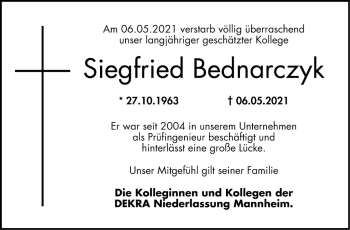 Traueranzeige von Siegfried Bednarczyk von Bergsträßer Anzeiger