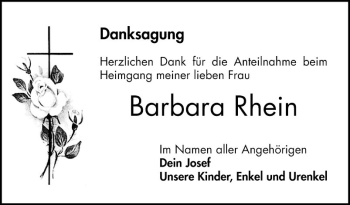 Traueranzeige von Barbara Rhein von Bergsträßer Anzeiger