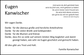 Traueranzeige von Eugen Kanwischer von Mannheimer Morgen