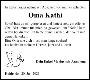 Traueranzeige von Kathi  von Fränkische Nachrichten