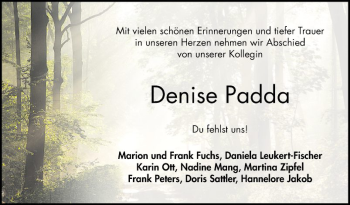 Traueranzeige von Denise Padda von Bergsträßer Anzeiger