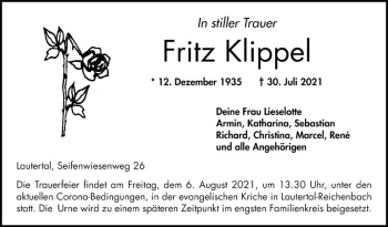 Traueranzeige von Fritz Klippel von Bergsträßer Anzeiger