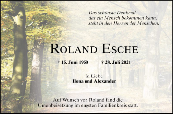 Traueranzeige von Roland Esche von Mannheimer Morgen