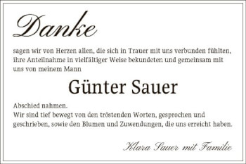 Traueranzeige von Günter Sauer von Mannheimer Morgen