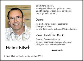 Traueranzeige von Heinz Bitsch von Bergsträßer Anzeiger