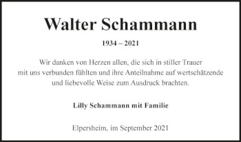 Traueranzeige von Walter Schammann von Fränkische Nachrichten