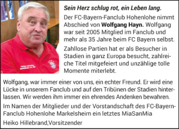 Traueranzeige von Wolfgang Hayn von Fränkische Nachrichten