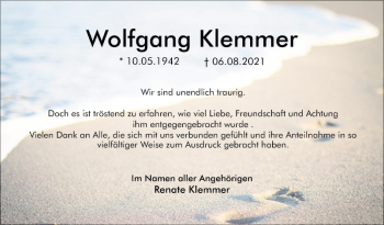 Traueranzeige von Wolfgang Klemmer von Bergsträßer Anzeiger