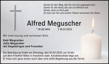 Traueranzeige von Alfred Meguscher von Mannheimer Morgen