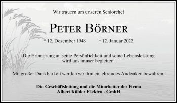 Traueranzeige von Peter Börner von Mannheimer Morgen