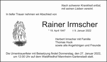 Traueranzeige von Rainer Irmscher von Mannheimer Morgen