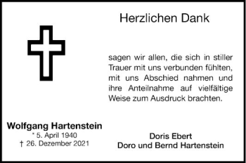 Traueranzeige von Wolfgang Hartenstein von Südhessen Morgen