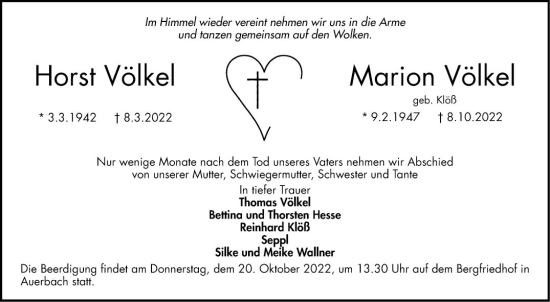 Traueranzeige von Marion Völkel von Bergsträßer Anzeiger