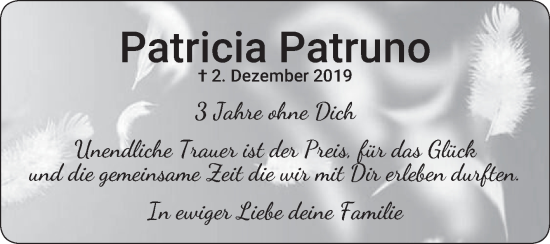 Traueranzeige von Patricia Patruno von Mannheimer Morgen