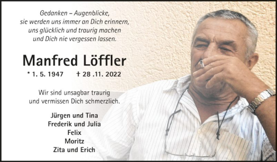 Traueranzeige von Manfred Löffler von Fränkische Nachrichten