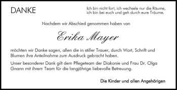 Traueranzeige von Erika Mayer von Bergsträßer Anzeiger