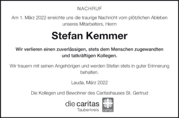 Traueranzeige von Stefan Kemmer von Fränkische Nachrichten