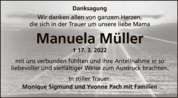 Traueranzeige von Manuela Müller von Fränkische Nachrichten