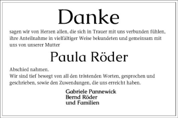 Traueranzeige von Paula Röder von Bergsträßer Anzeiger