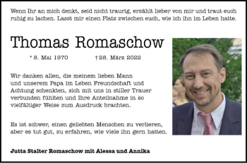 Traueranzeige von Thomas Romaschow von Schwetzinger Zeitung