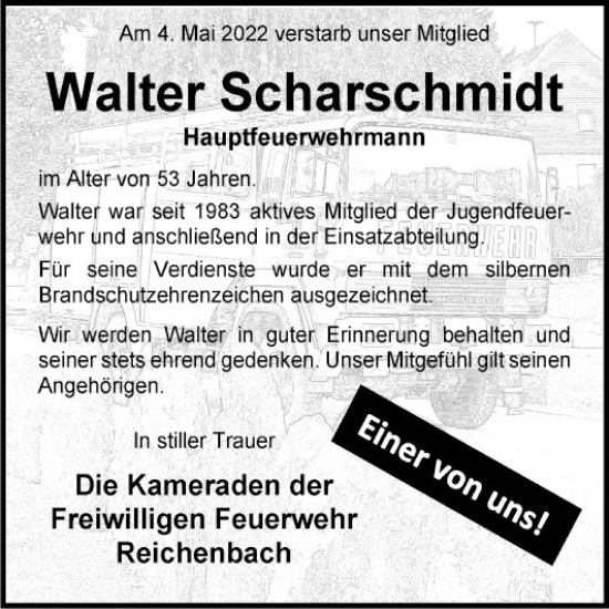 Traueranzeige von Walter Scharschmidt von Bergsträßer Anzeiger