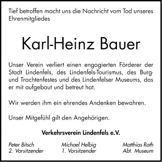 Traueranzeige von Karl-Heinz Bauer von Bergsträßer Anzeiger