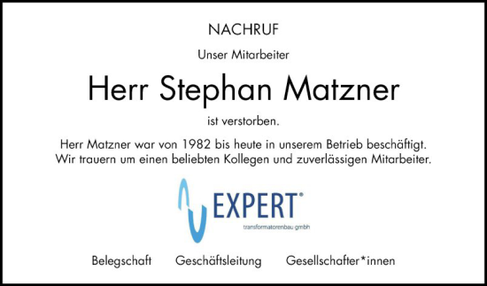 Traueranzeige von Stephan Matzner von Bergsträßer Anzeiger