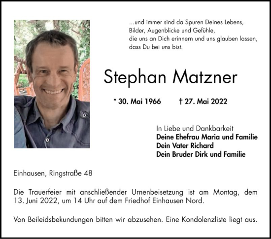 Traueranzeige von Stephan Matzner von Bergsträßer Anzeiger