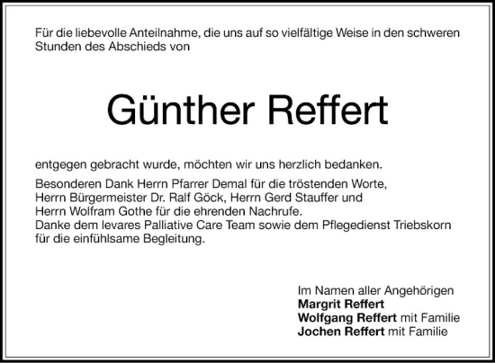 Traueranzeige von Günther Reffert von Schwetzinger Zeitung