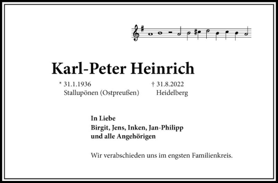 Traueranzeige von Karl-Peter Heinrich von Mannheimer Morgen