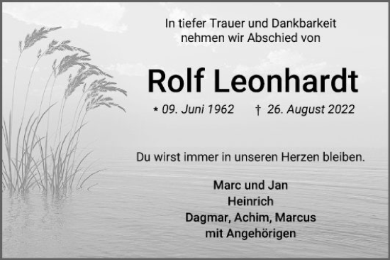 Traueranzeige von Rolf Leonhardt von Mannheimer Morgen