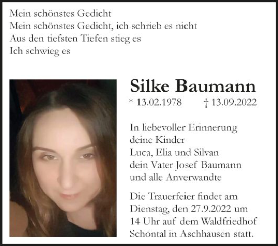 Traueranzeigen Von Silke Baumann Trauerportal Ihrer Tageszeitung