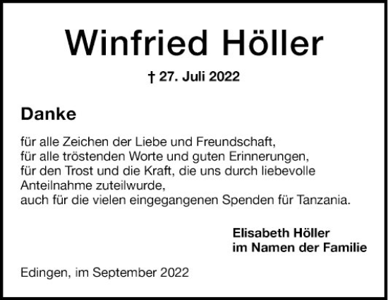 Traueranzeige von Winfried Höller von Mannheimer Morgen