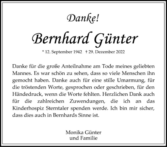 Traueranzeige von Bernhard Günter von Mannheimer Morgen