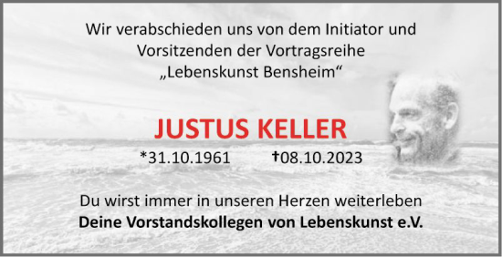 Traueranzeige von Justus Keller von Bergsträßer Anzeiger