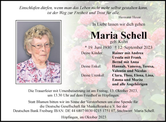 Traueranzeigen Von Maria Schell | Trauerportal Ihrer Tageszeitung