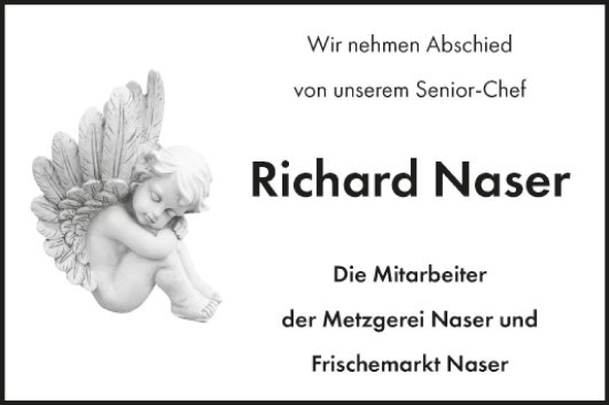 Traueranzeige von Richard Naser von Fränkische Nachrichten