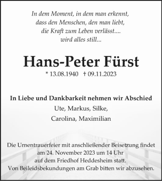 Traueranzeige von Hans-Peter Fürst von Mannheimer Morgen