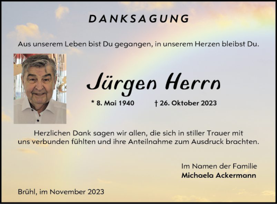 Traueranzeige von Jürgen Herrn von Schwetzinger Zeitung